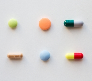 Various drugs in a grid on a gray background